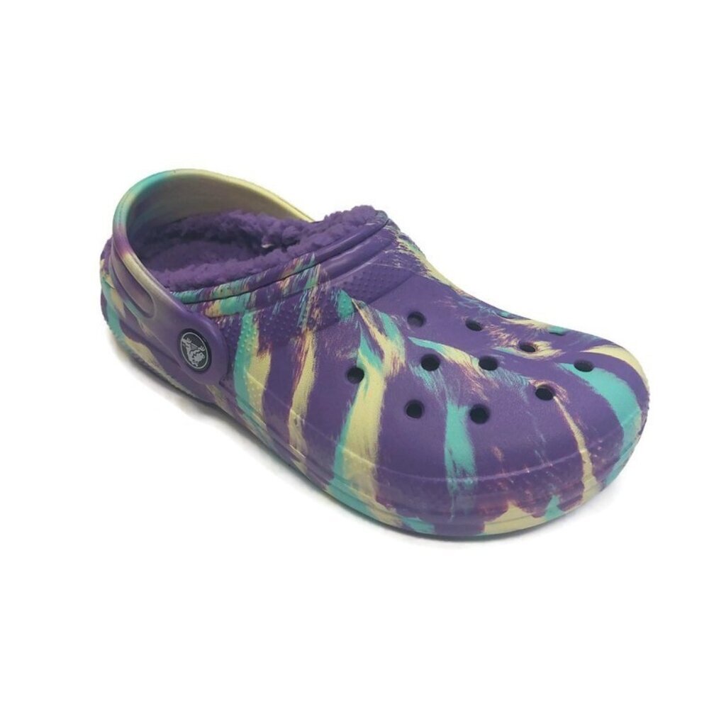 CROCS Kids Size J2 Classic Lined Marbled Clog K Lightweight Slip On Clogs Shoes - Picture 1 of 8